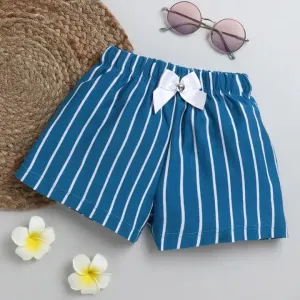 Striped Printed with Bow Short