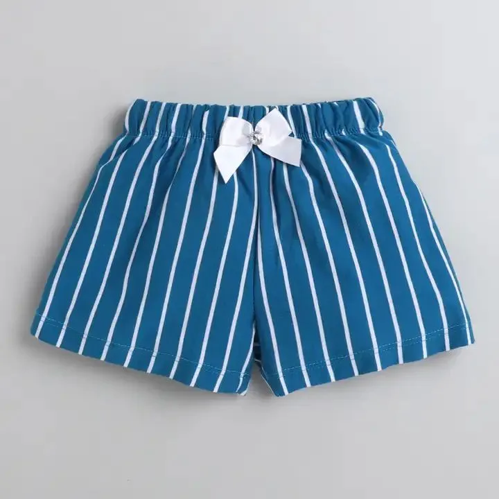 Striped Printed with Bow Short