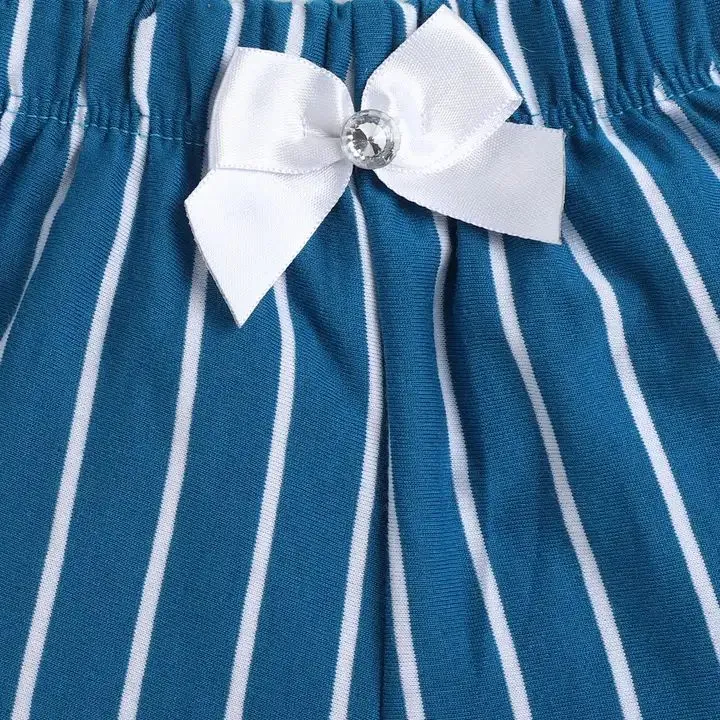Striped Printed with Bow Short