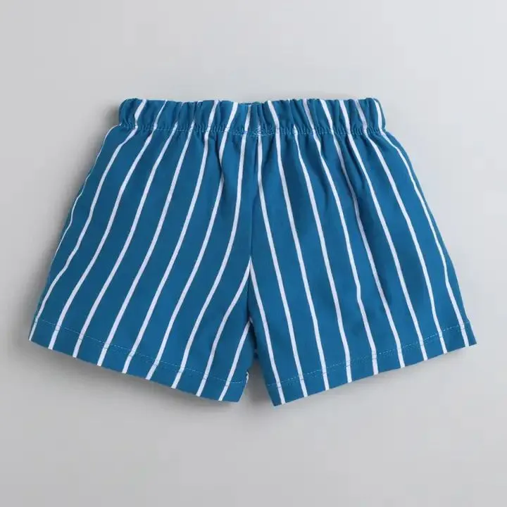 Striped Printed with Bow Short