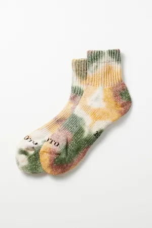 Tie Dye Short Socks - Green/Gold/Brown