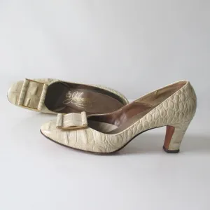 Vintage 60's Alligator Heels Shoes 7.5 AA