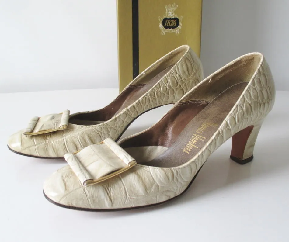 Vintage 60's Alligator Heels Shoes 7.5 AA