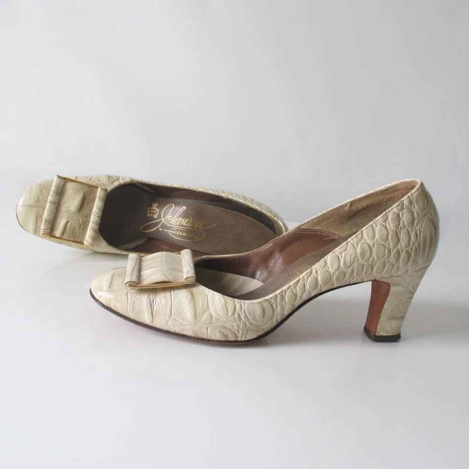 Vintage 60's Alligator Heels Shoes 7.5 AA