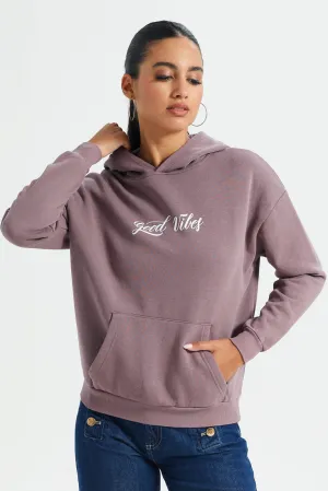 Women Lilac Hooded Sweatshirt
