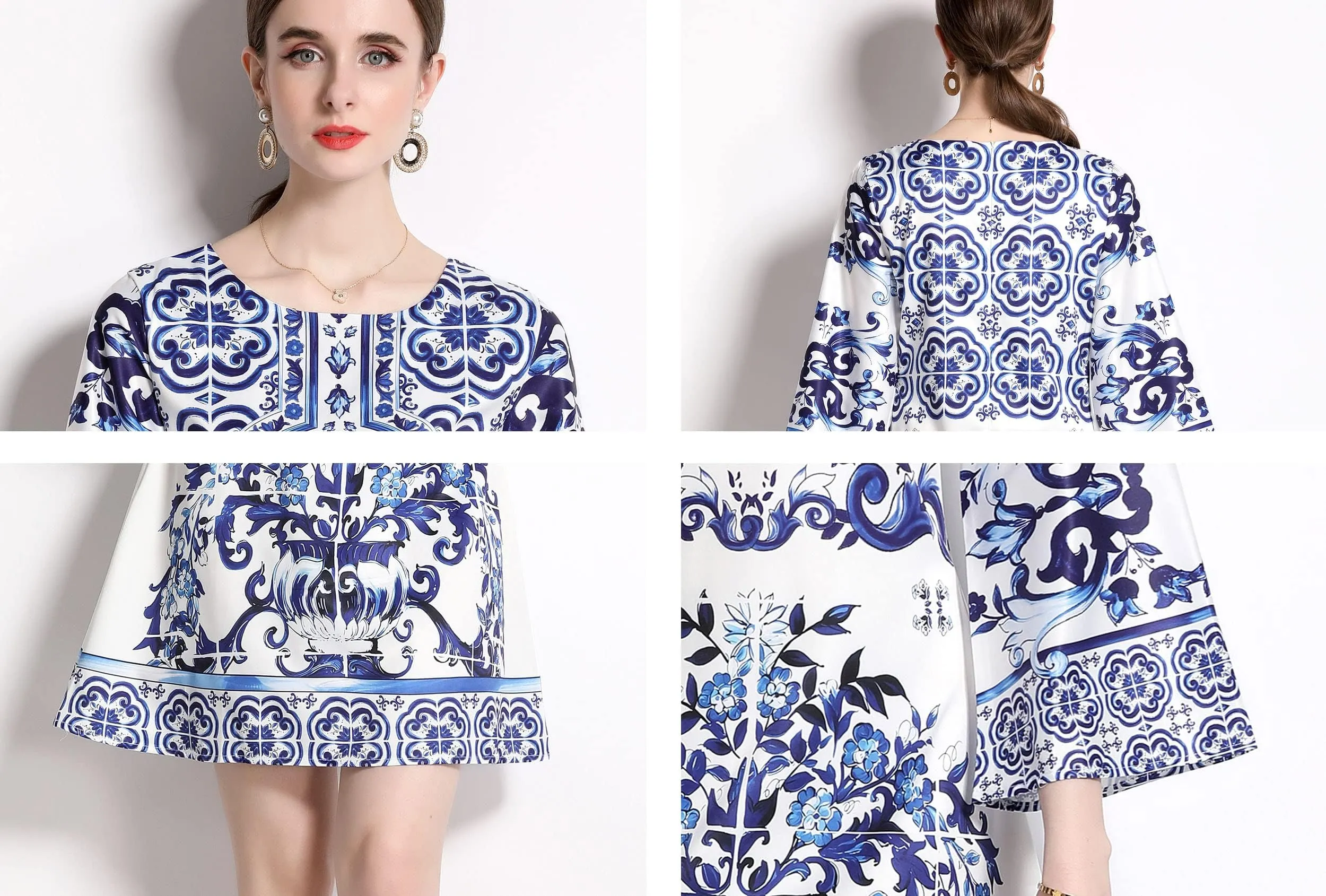 Women's Floral Print Lantern Sleeve Casual A-line Mini Dress
