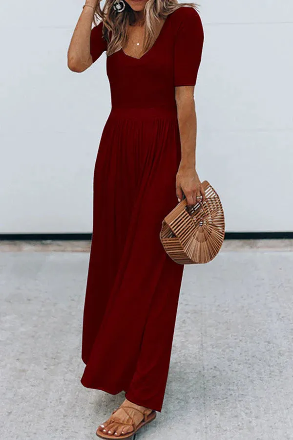 Women’s Stylish Scoop Neck Short Sleeve Jumpsuit | Ideal for Spring/Summer