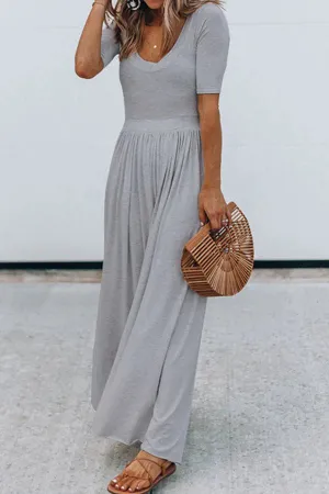 Women’s Stylish Scoop Neck Short Sleeve Jumpsuit | Ideal for Spring/Summer