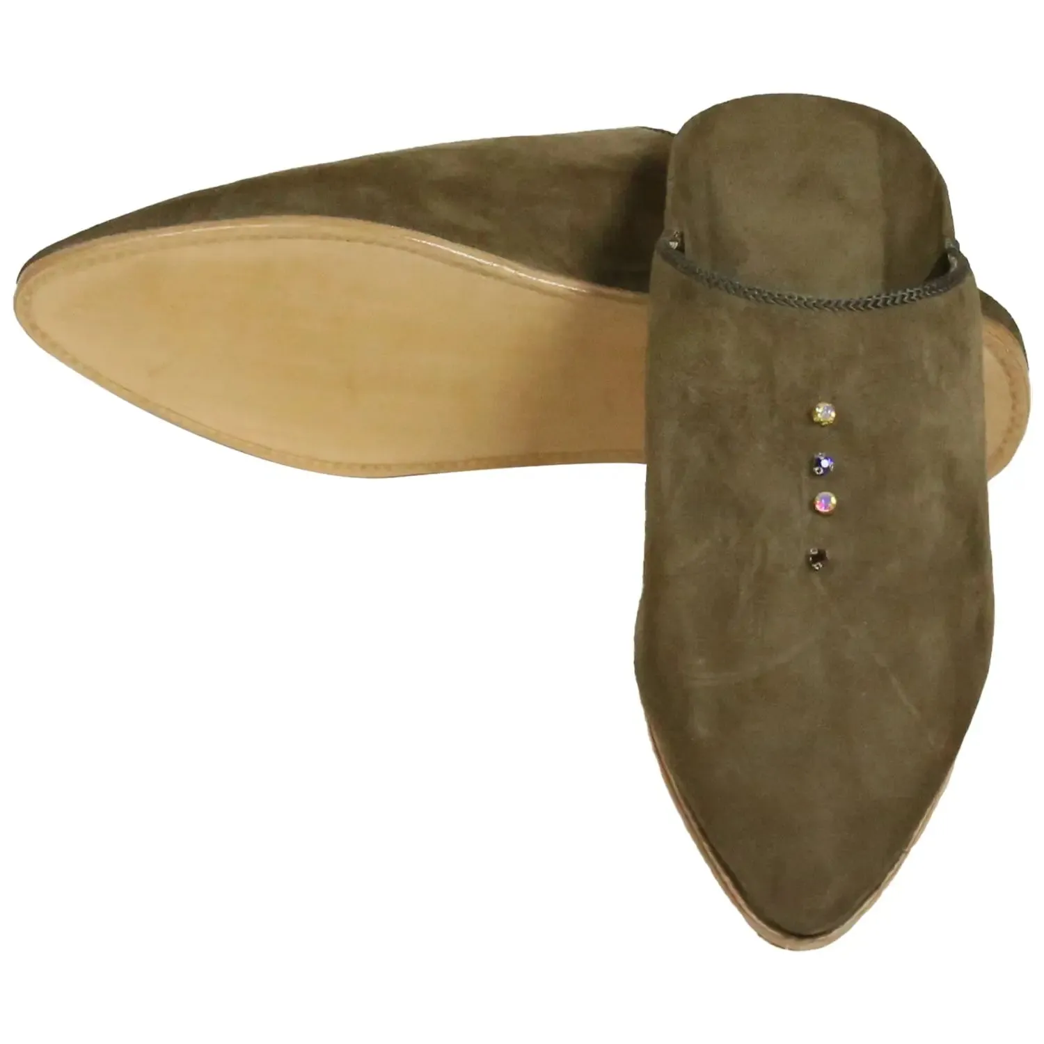 Women's Suede  Moroccan Babouches - Earthy Brown Suede