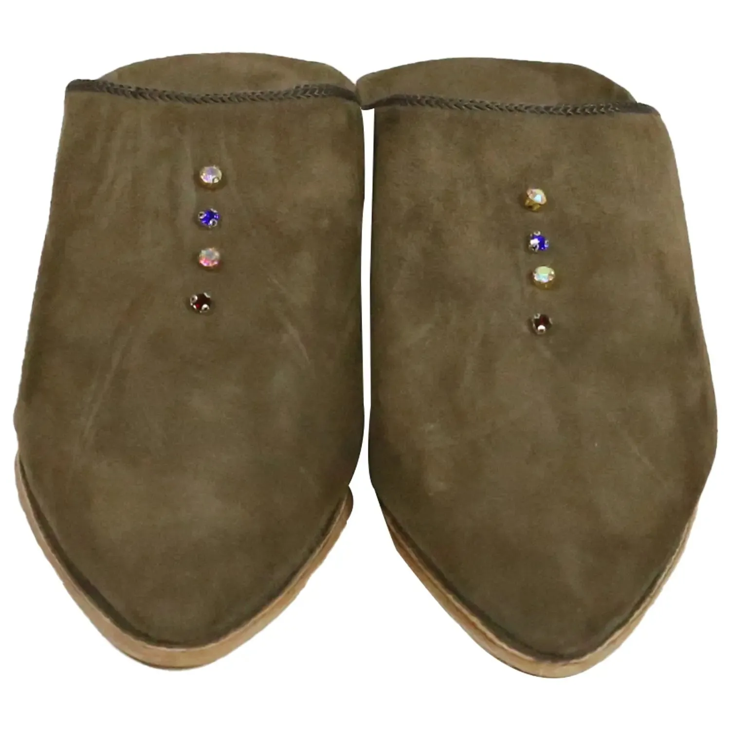 Women's Suede  Moroccan Babouches - Earthy Brown Suede