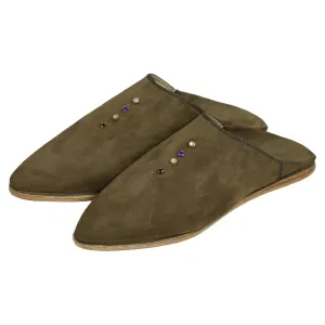 Women's Suede  Moroccan Babouches - Earthy Brown Suede