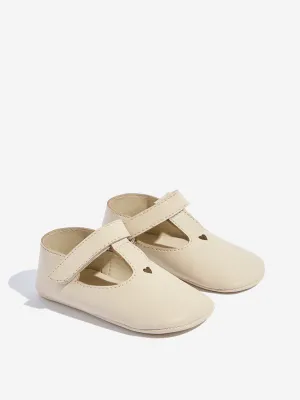 Yellow Light Beige Heart Design Shoes