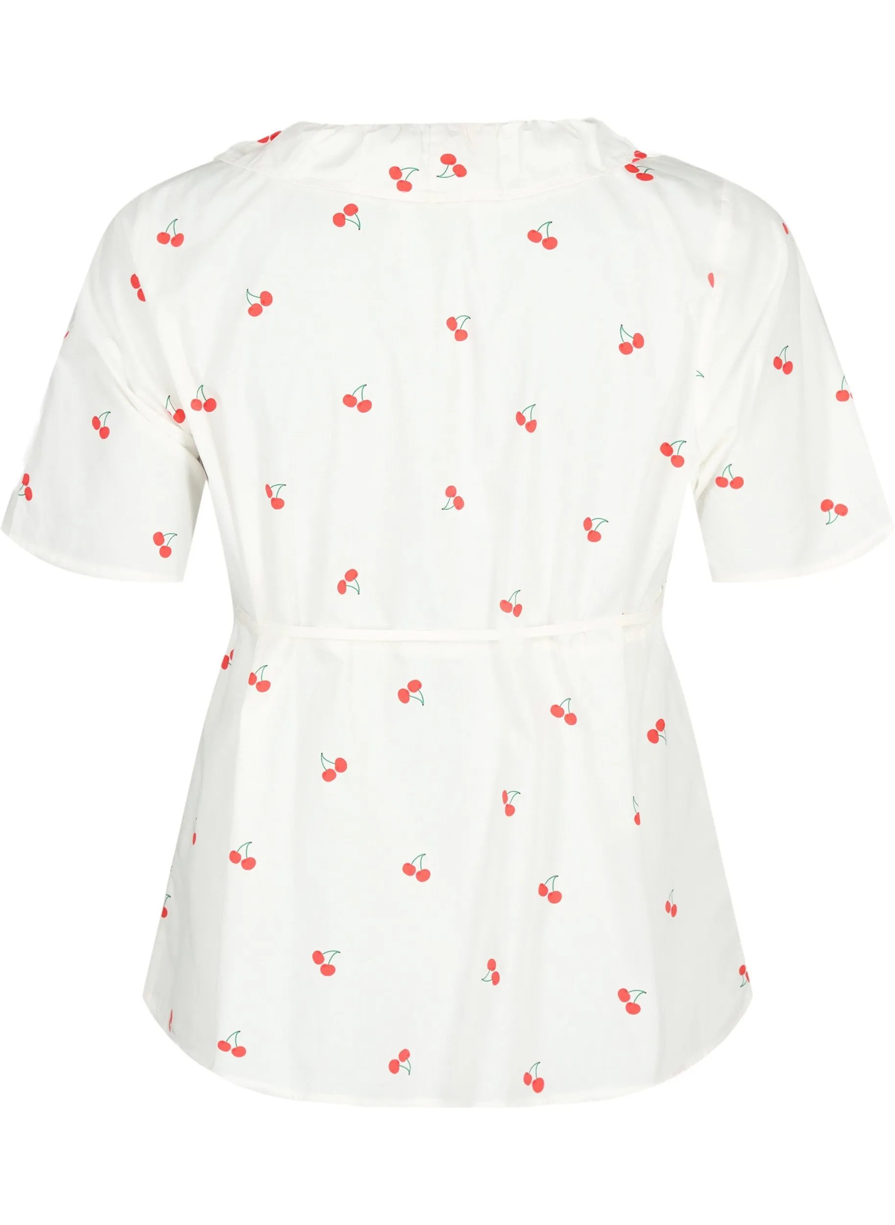 Zizzi Cherry Peplum Top in White
